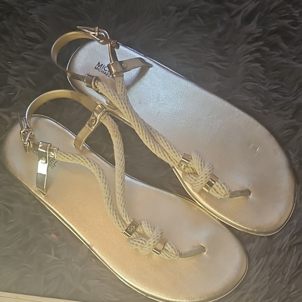 Michael Kors Gold T-Strap Sandals
